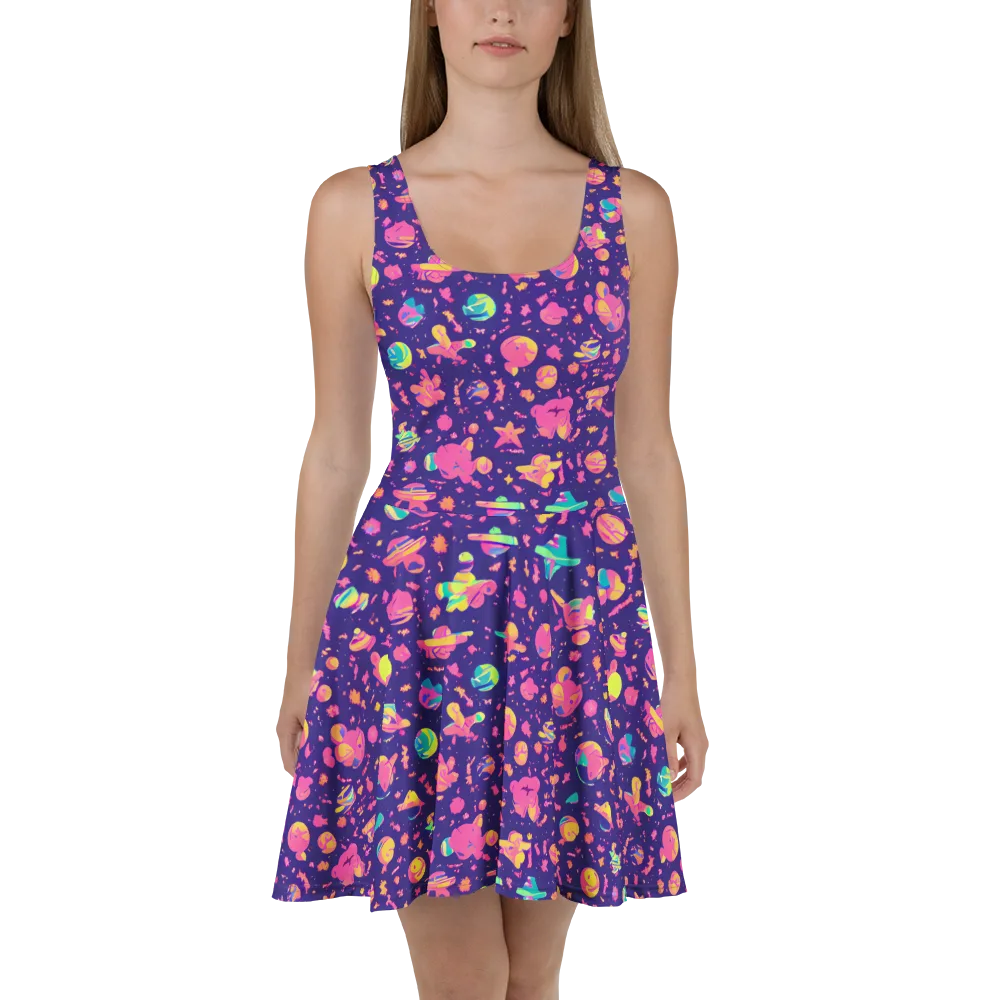 Cosmic Confetti on Skater Dress — Front