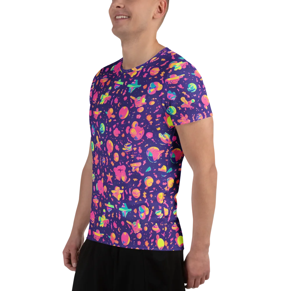 Cosmic Confetti on Men's Athletic T-Shirt — Left