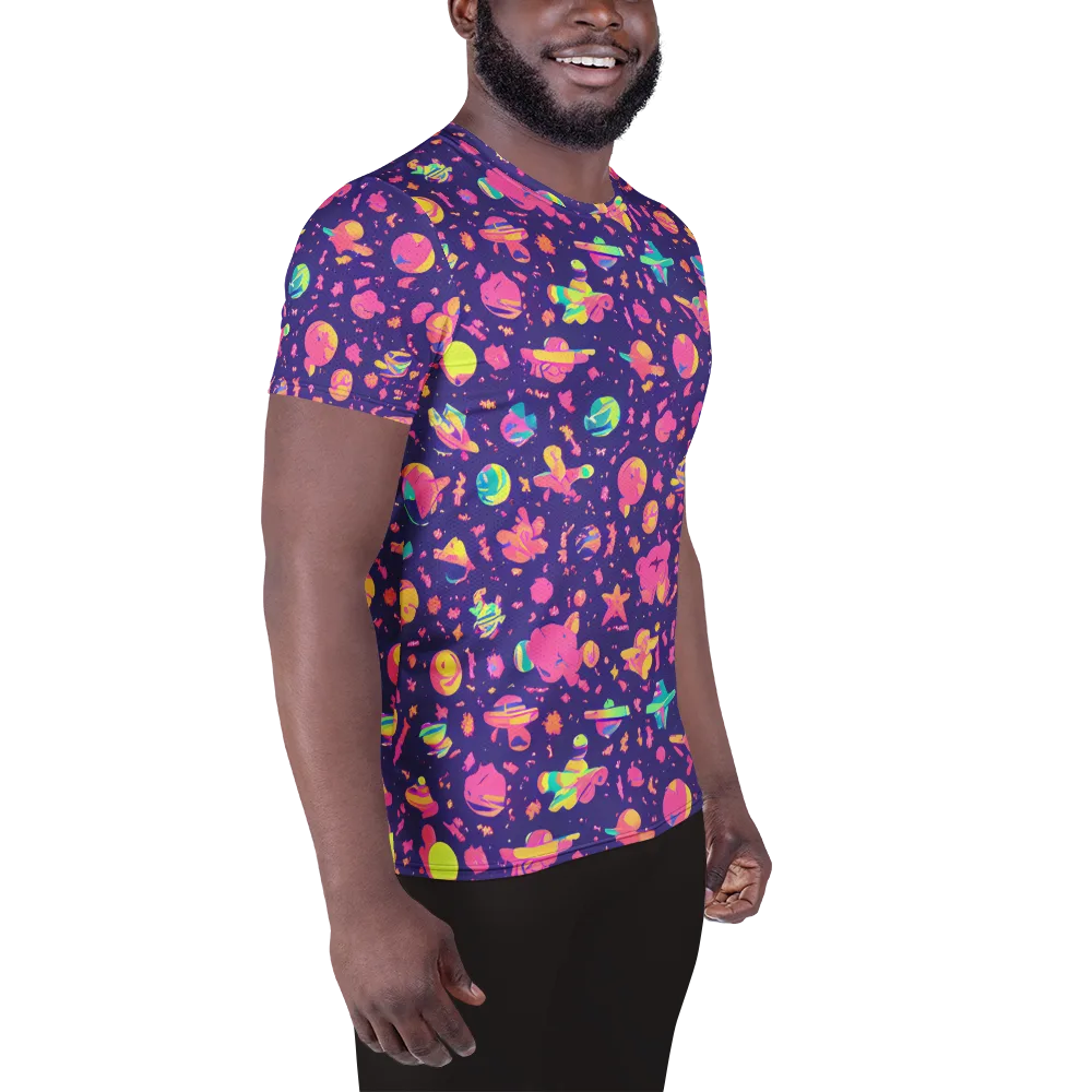 Cosmic Confetti on Men's Athletic T-Shirt — Right