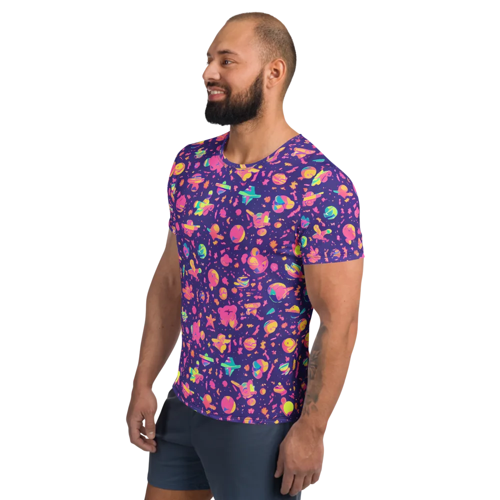 Cosmic Confetti on Men's Athletic T-Shirt — Left