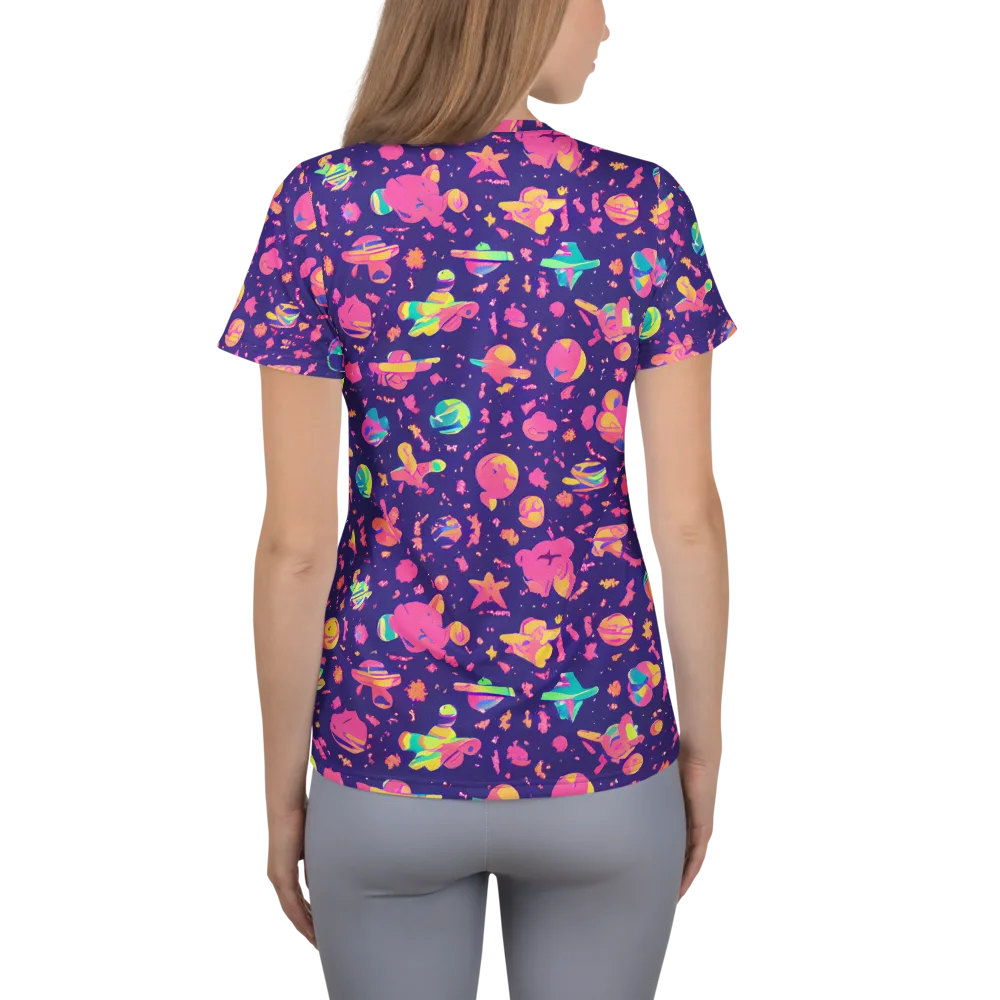 Cosmic Confetti on Women's Athletic T-Shirt — Back