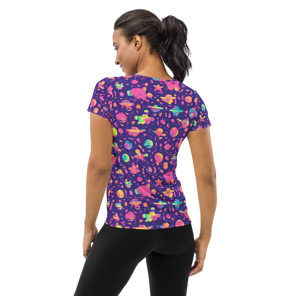 Cosmic Confetti on Women's Athletic T-Shirt — Back