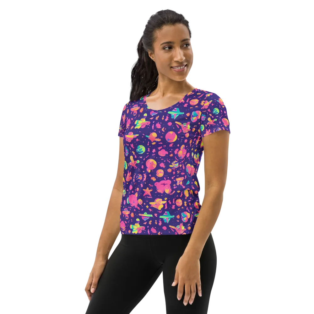 Cosmic Confetti on Women's Athletic T-Shirt — Left