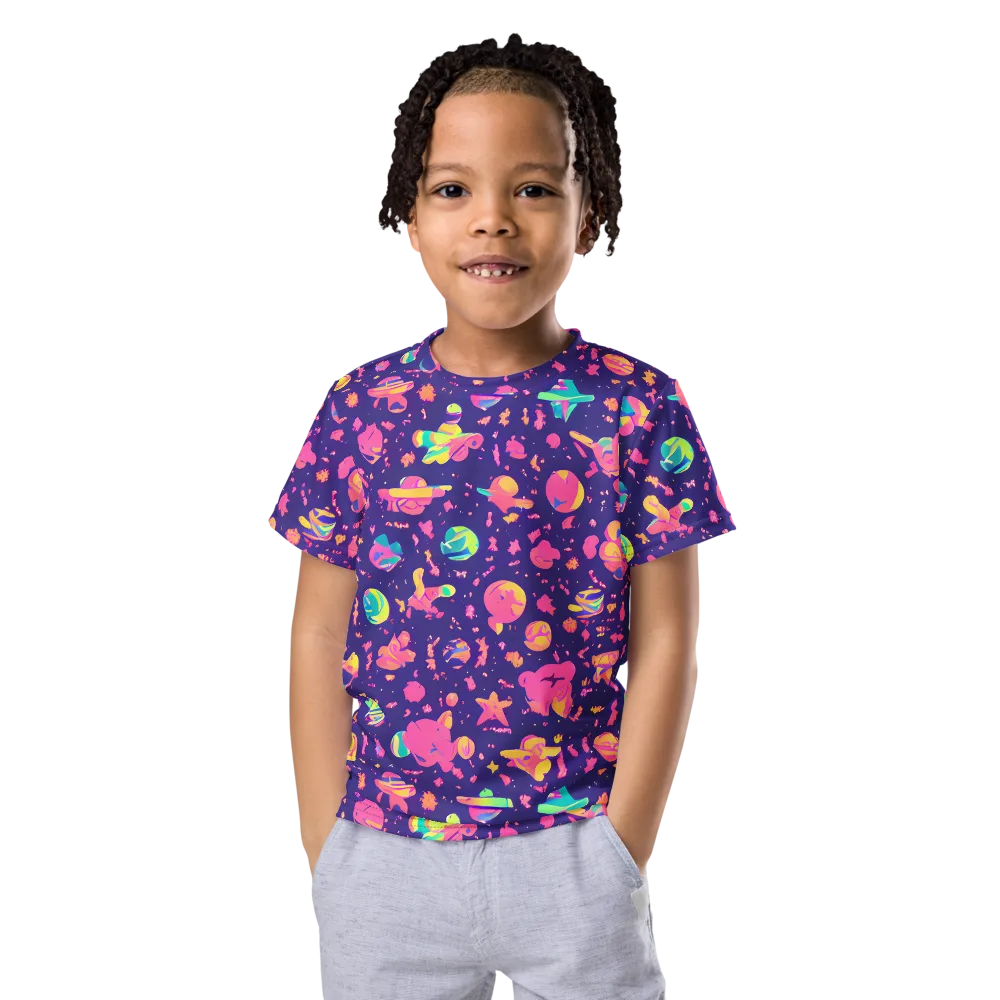 Cosmic Confetti on Kids Crew Neck T-Shirt — Front