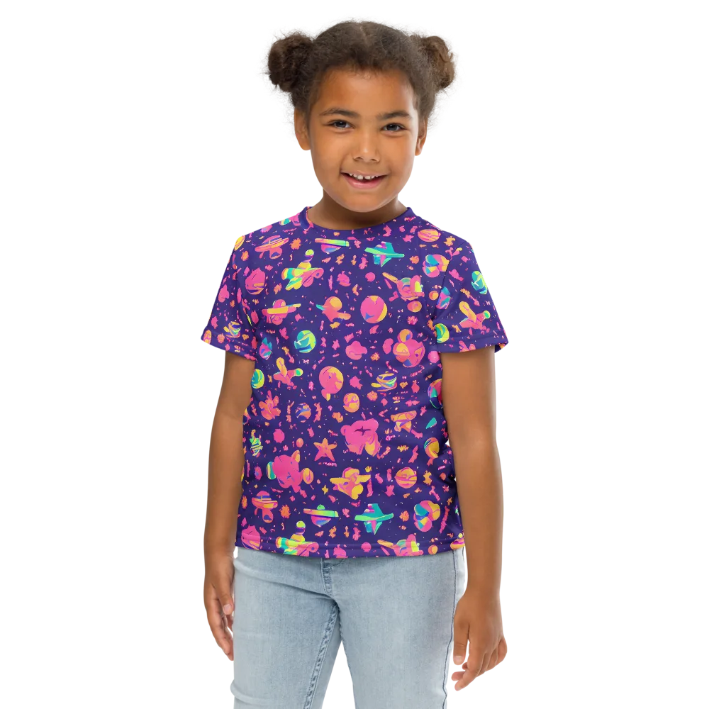 Cosmic Confetti on Kids Crew Neck T-Shirt — Front