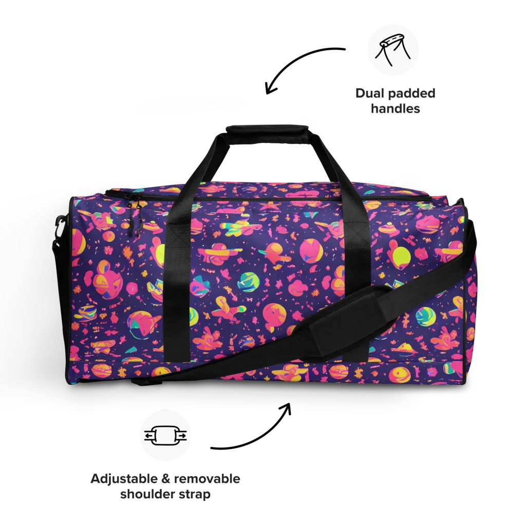Cosmic Confetti on Duffle Bag — Front