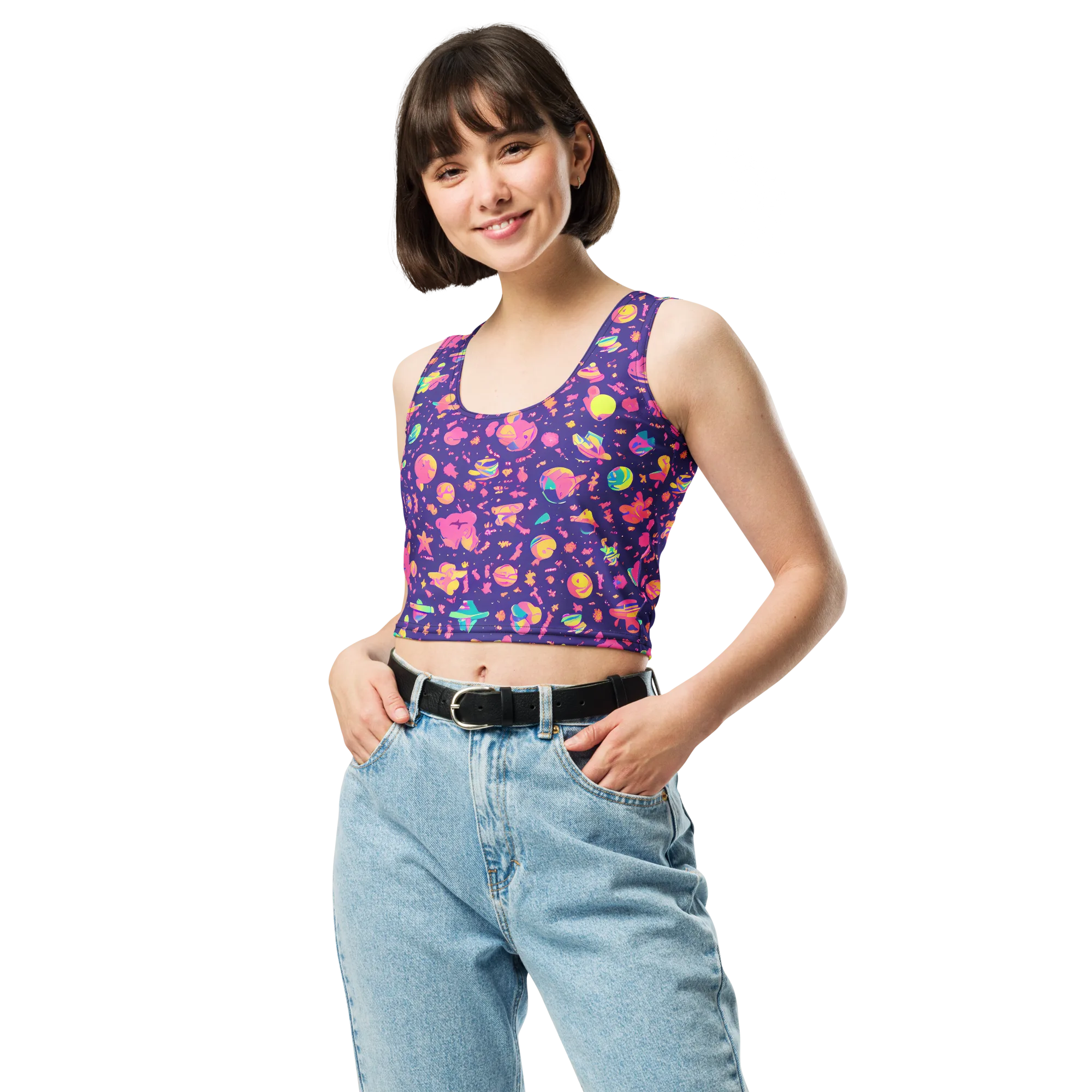 Cosmic Confetti on Crop Top — Front