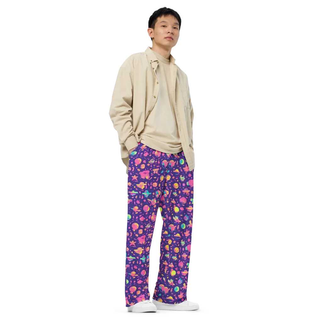 Cosmic Confetti on Wide-Leg Pants — Right Front