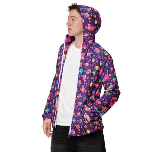 Cosmic Confetti on a Men's Windbreaker