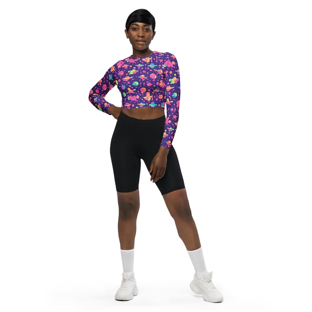 Cosmic Confetti on Long Sleeve Crop Top — Front