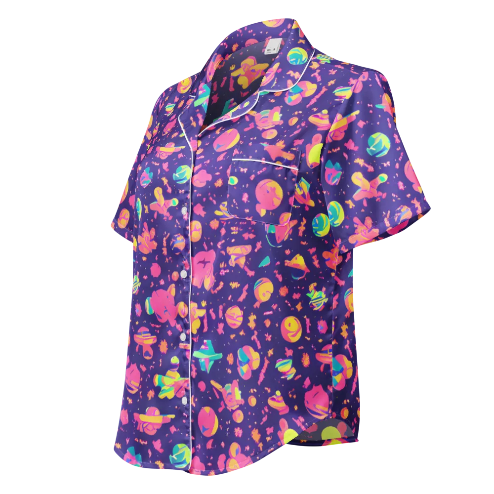 Cosmic Confetti on Women's Short Sleeve Pajama Top — Left Front