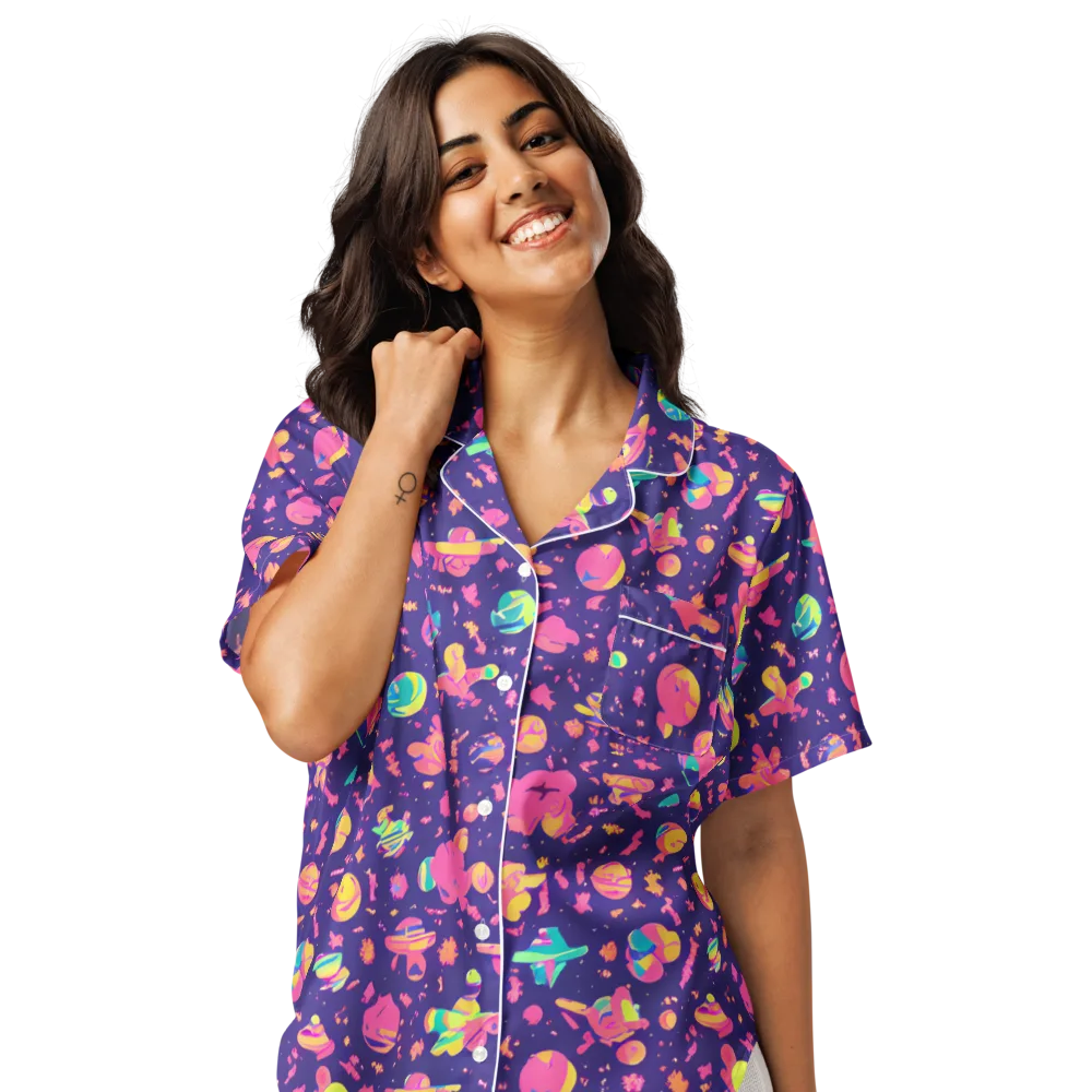 Cosmic Confetti on Women's Short Sleeve Pajama Top — Front