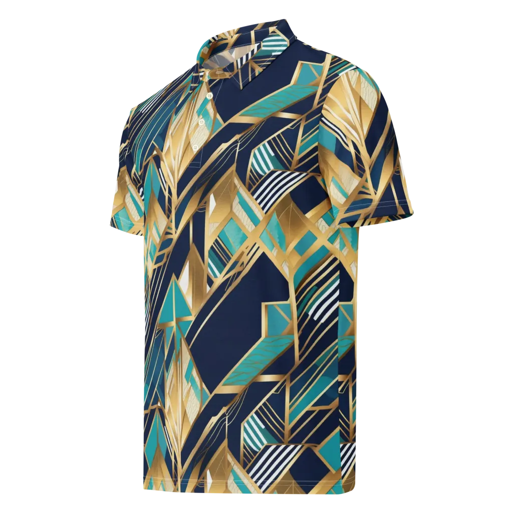 Aurum Geometry on Men's Slim Fit Polo Shirt — Left Front