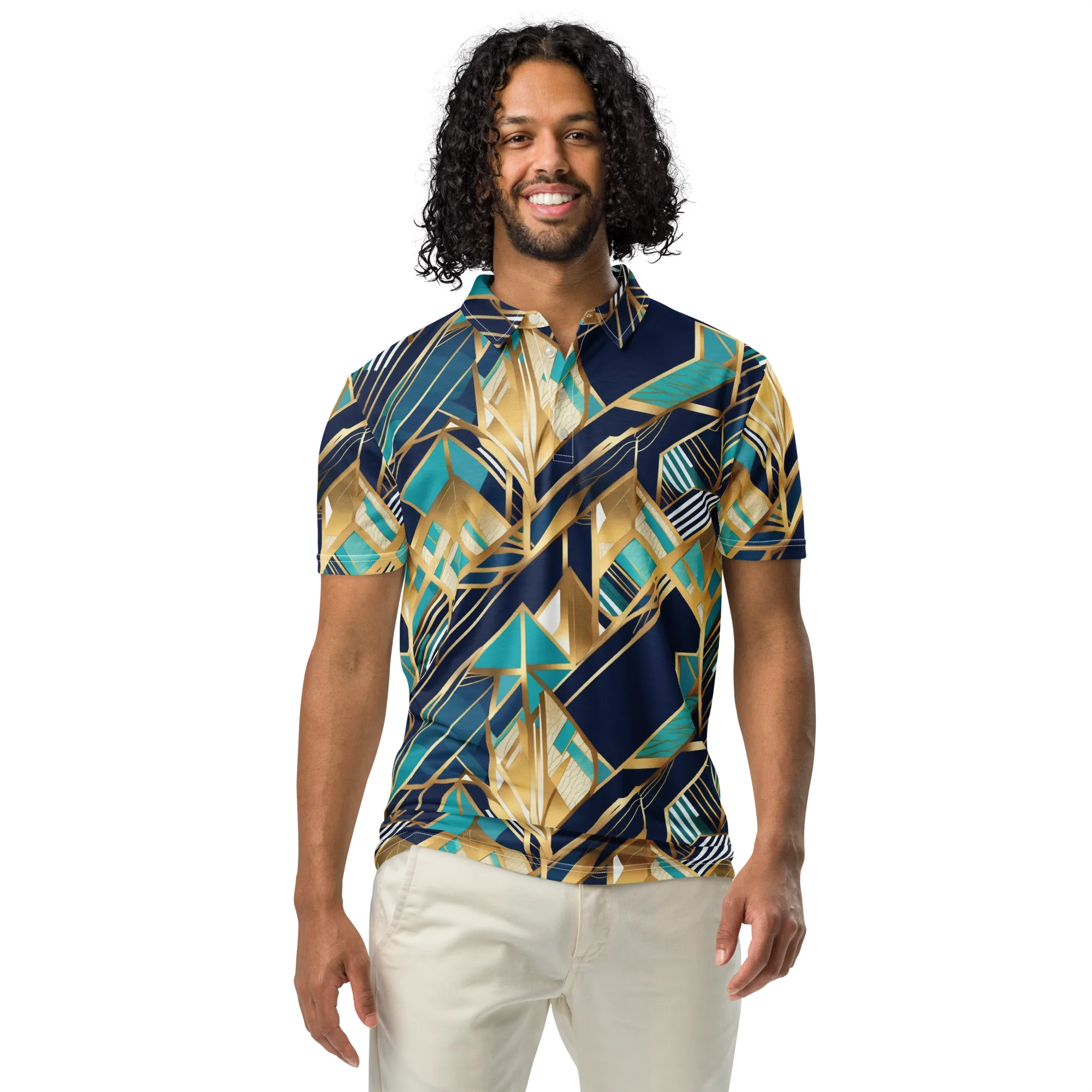 Aurum Geometry on Men's Slim Fit Polo Shirt — Front