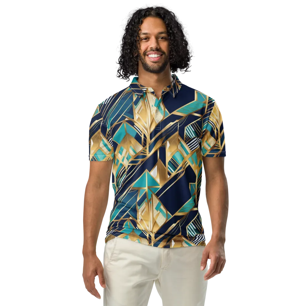 Aurum Geometry on Men's Slim Fit Polo Shirt — Front