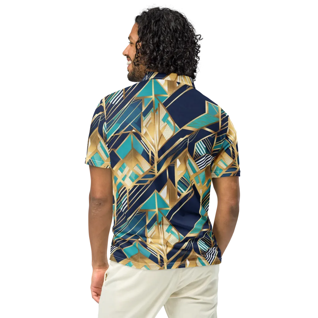 Aurum Geometry on Men's Slim Fit Polo Shirt — Back