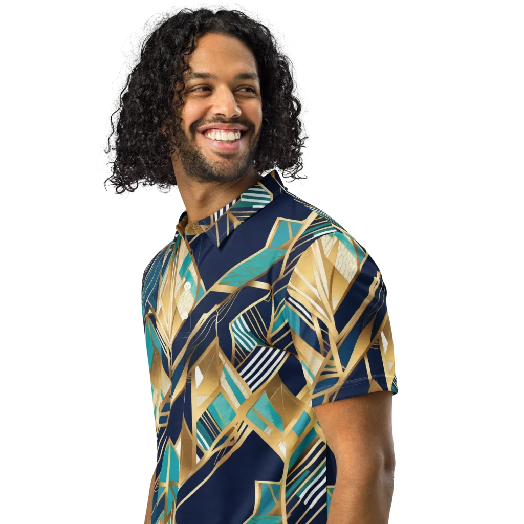 Aurum Geometry on Men's Slim Fit Polo Shirt — Left Front