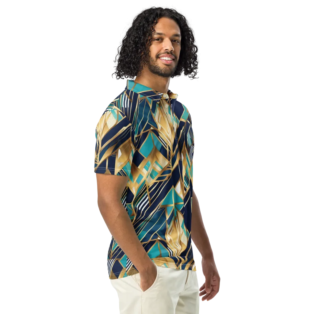 Aurum Geometry on Men's Slim Fit Polo Shirt — Right Front