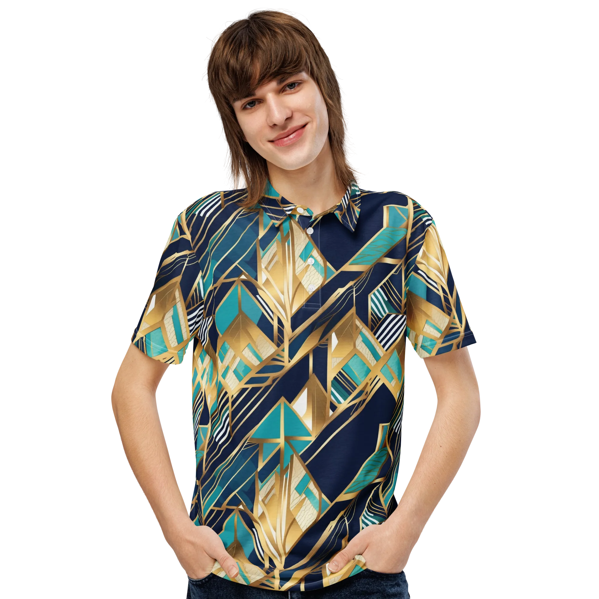 Aurum Geometry on Men's Slim Fit Polo Shirt — Front