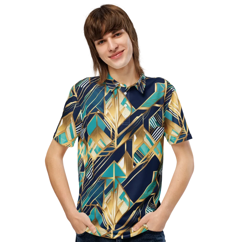 Aurum Geometry on Men's Slim Fit Polo Shirt — Front