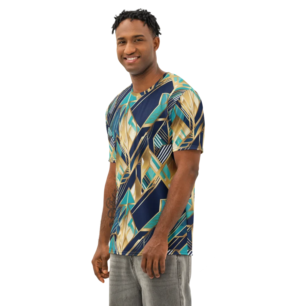 Aurum Geometry on Men's Cotton Crew Neck T-Shirt — Left Front