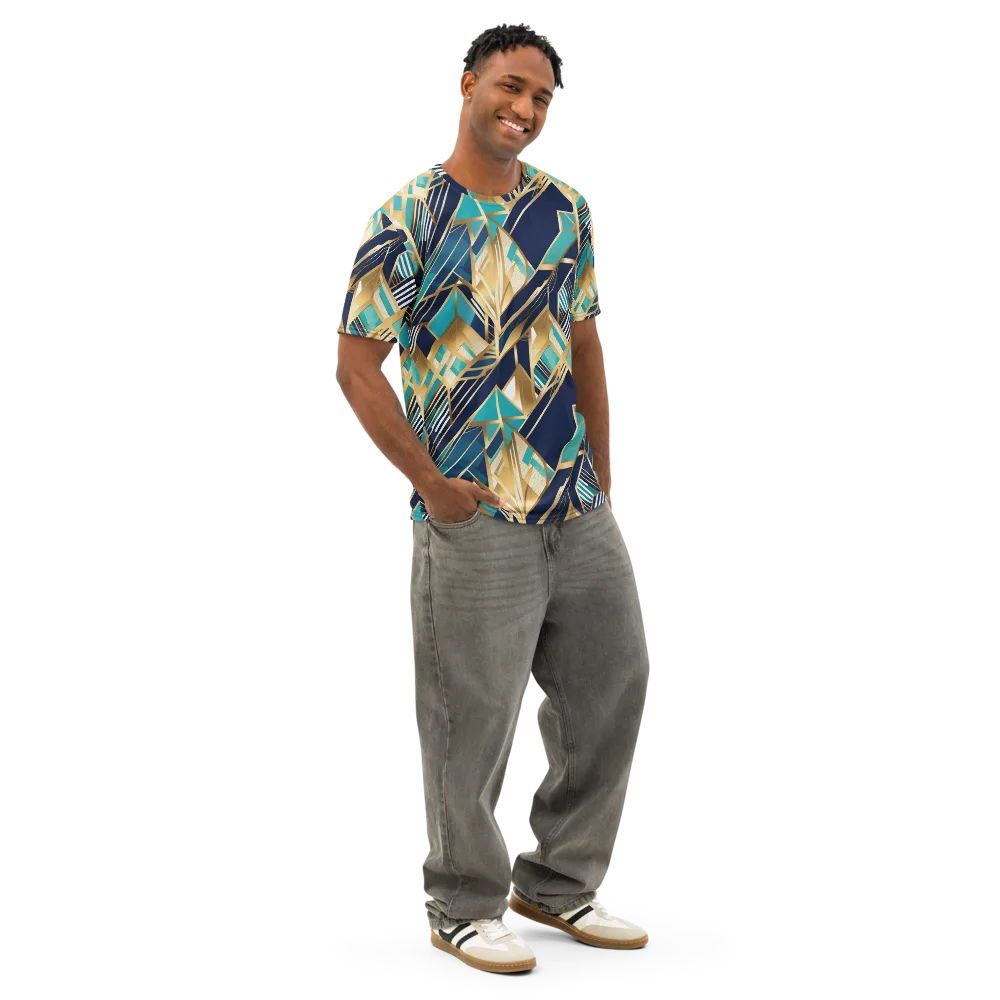 Aurum Geometry on Men's Cotton Crew Neck T-Shirt — Right Front