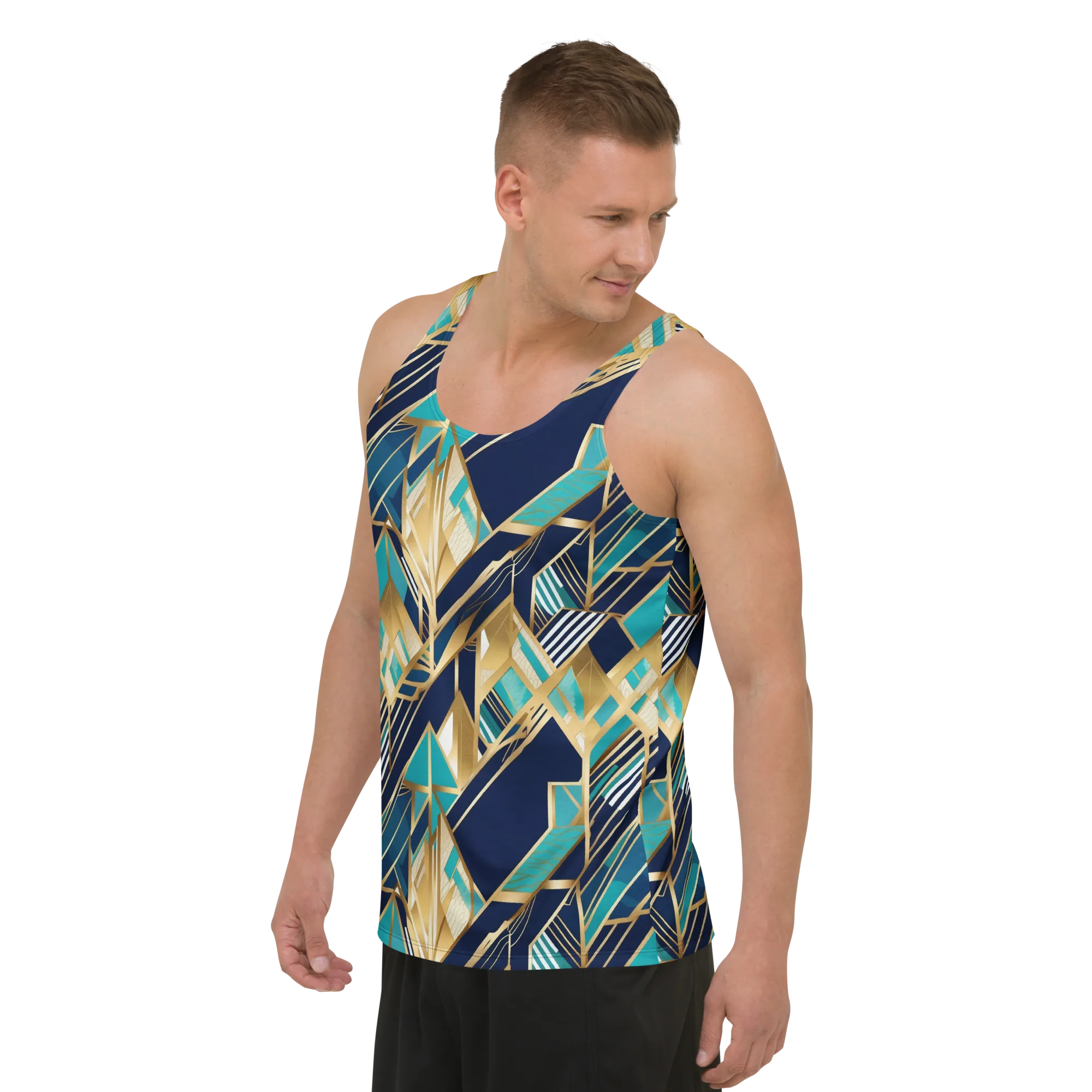 Aurum Geometry on Men's Tank Top — Left Front