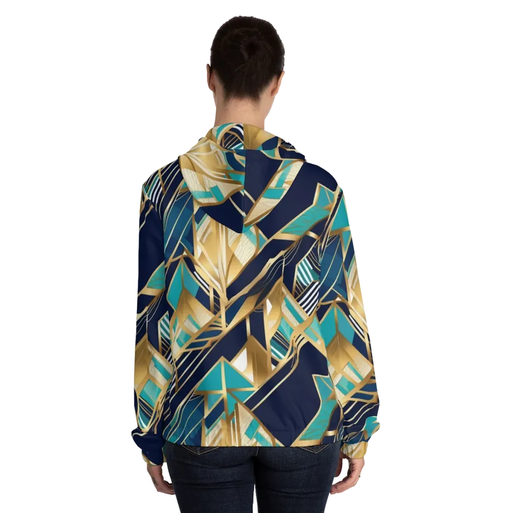 Aurum Geometry on Women's Full-Zip Hoodie — Back On Person