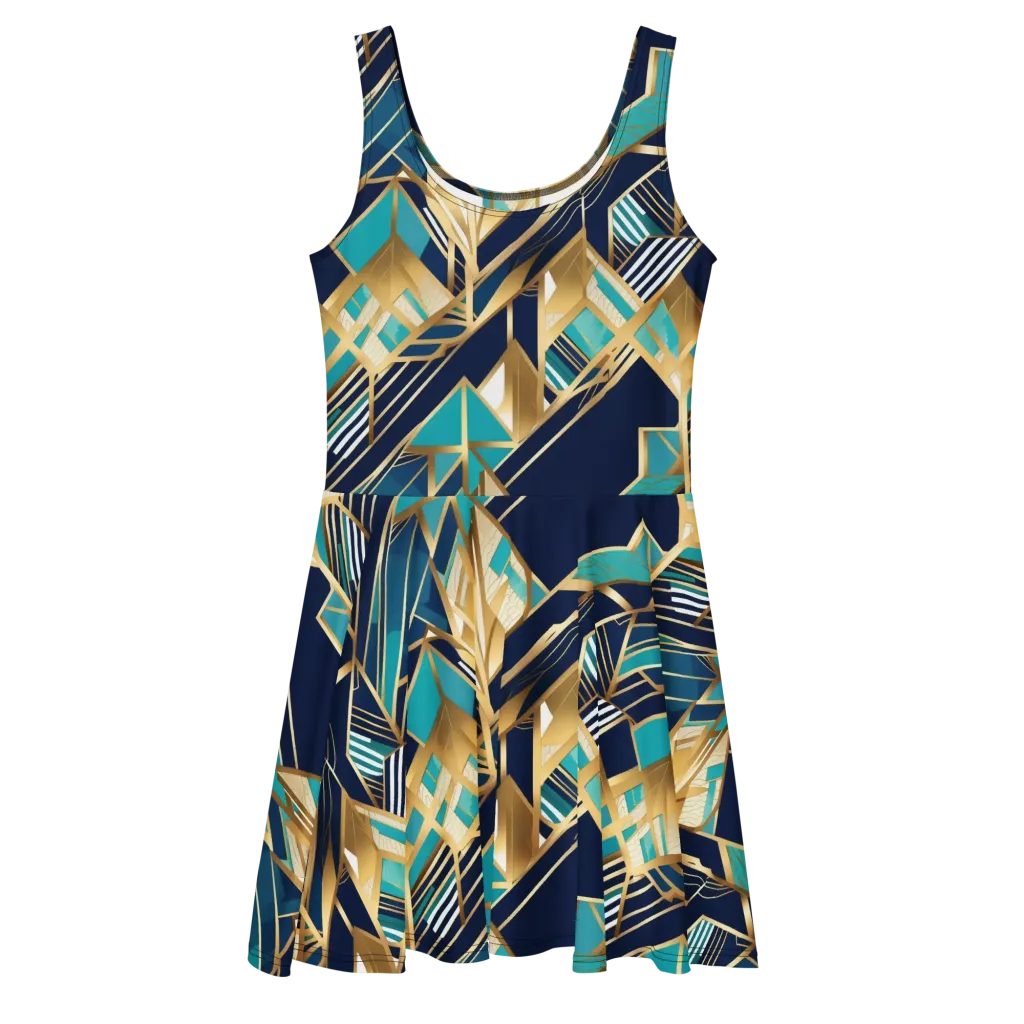 Aurum Geometry on Skater Dress — Front
