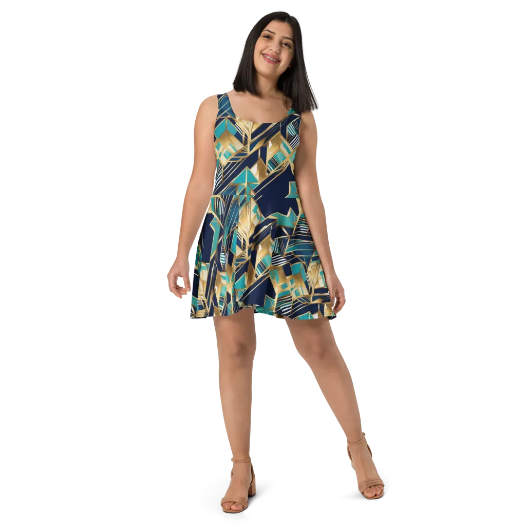 Aurum Geometry on Skater Dress — Front