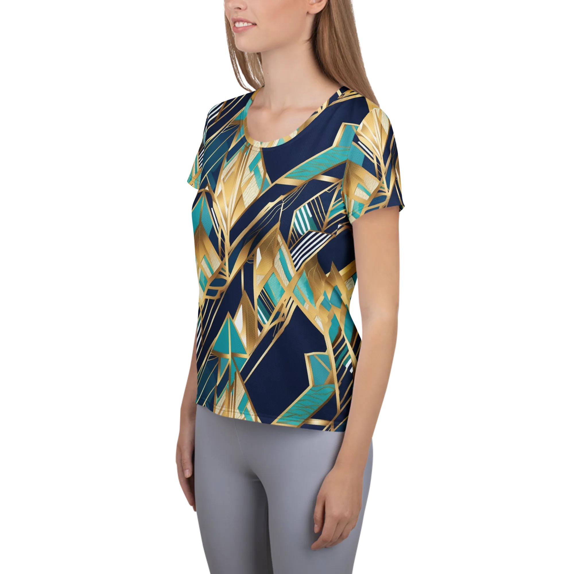Aurum Geometry on Women's Athletic T-Shirt — Left