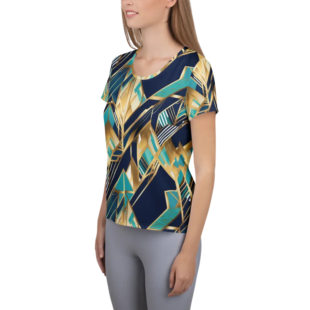 Aurum Geometry on Women's Athletic T-Shirt — Left