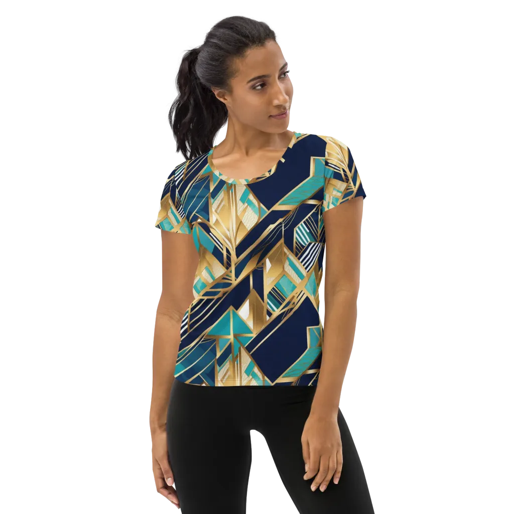 Aurum Geometry on Women's Athletic T-Shirt — Front