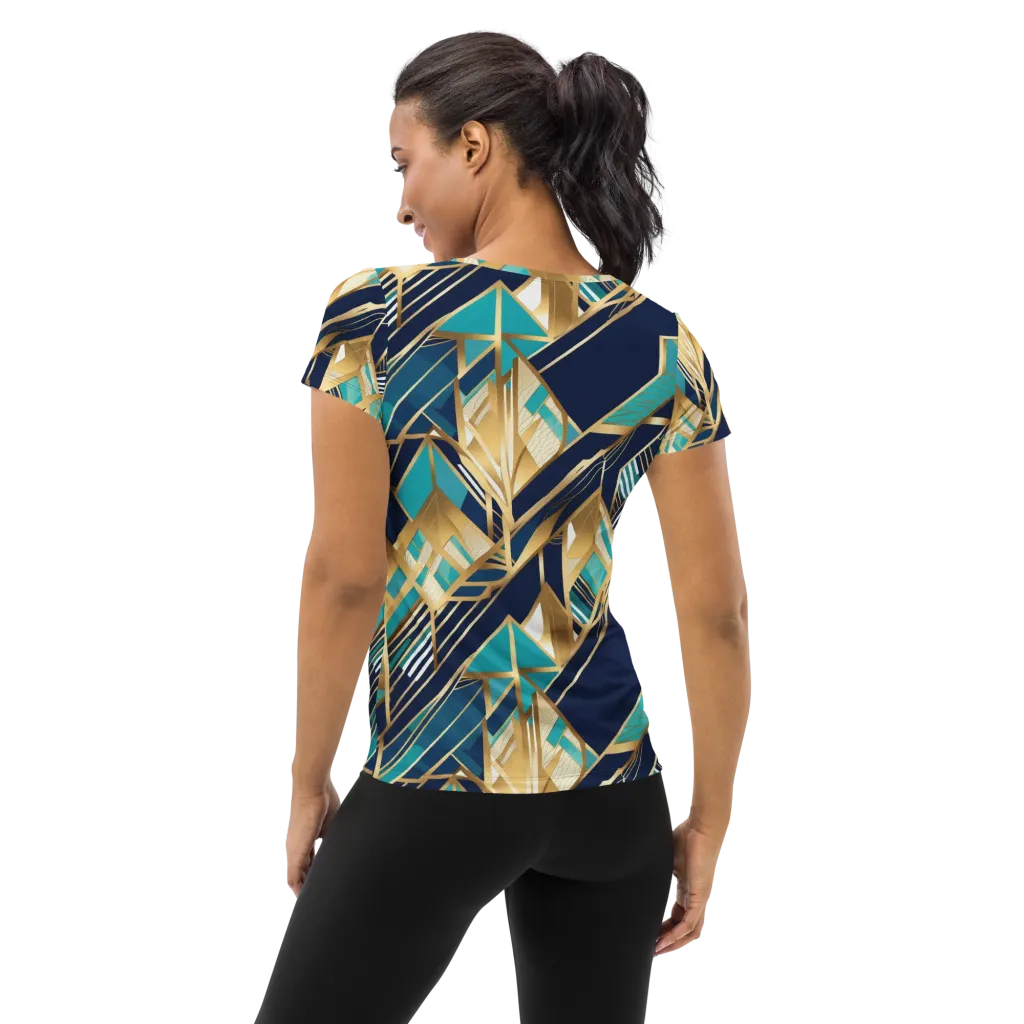 Aurum Geometry on Women's Athletic T-Shirt — Back