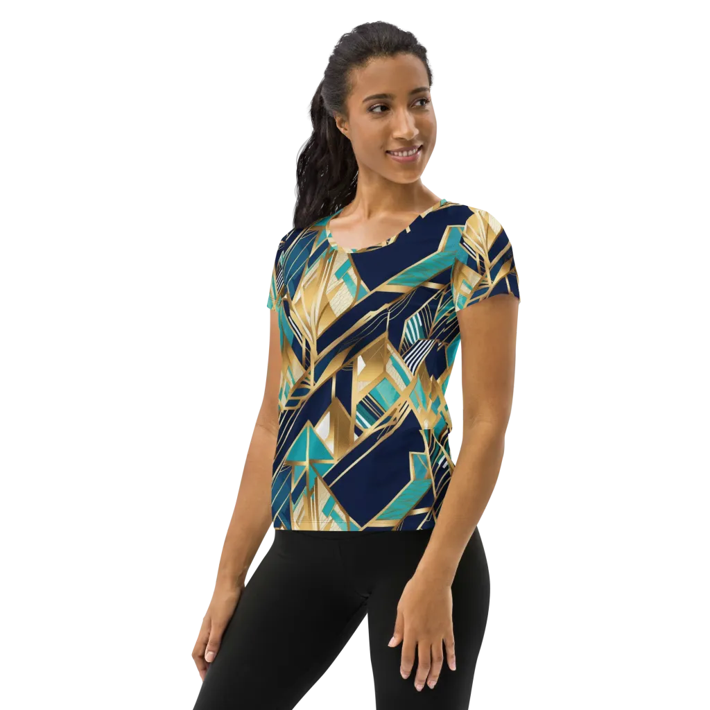 Aurum Geometry on Women's Athletic T-Shirt — Left