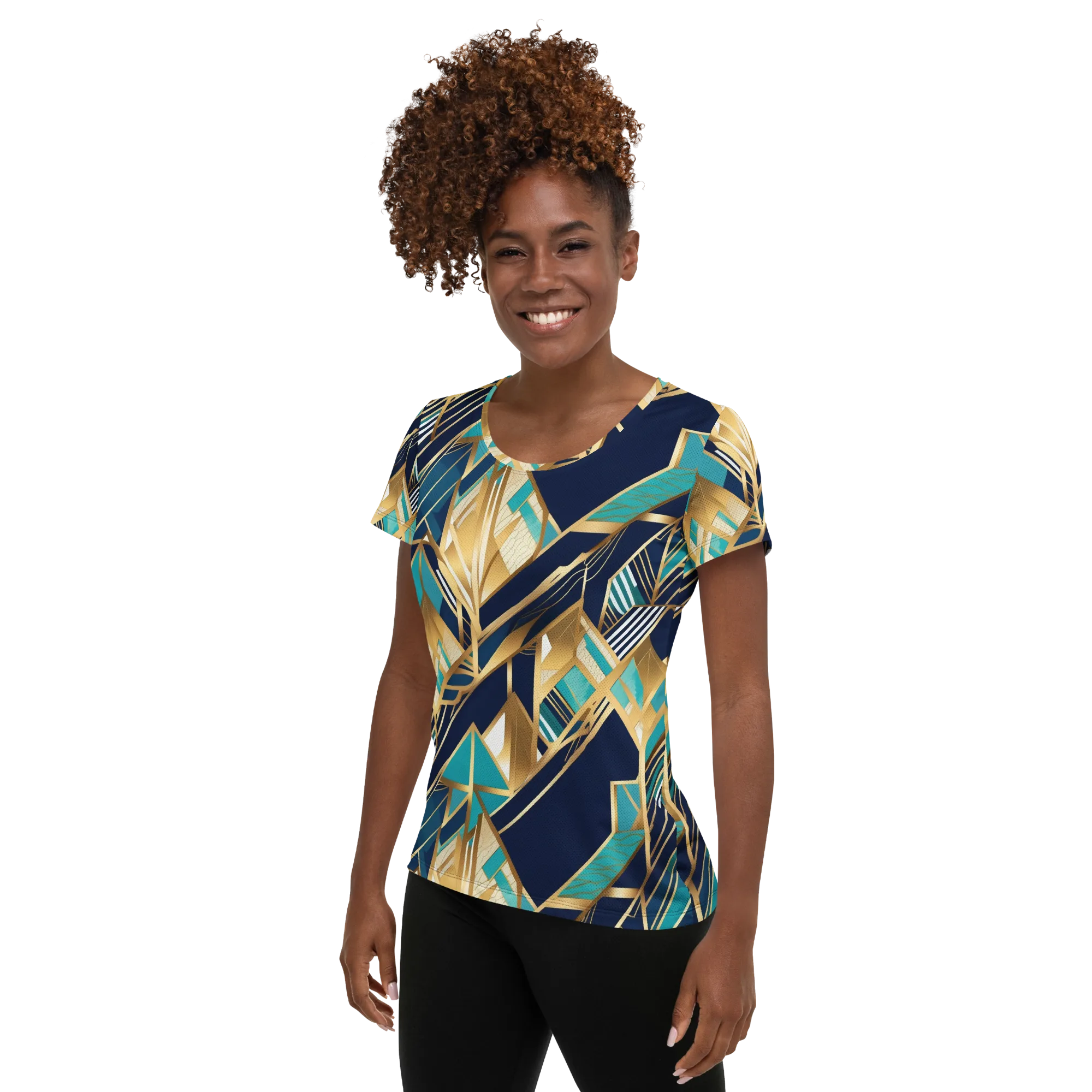 Aurum Geometry on Women's Athletic T-Shirt — Left