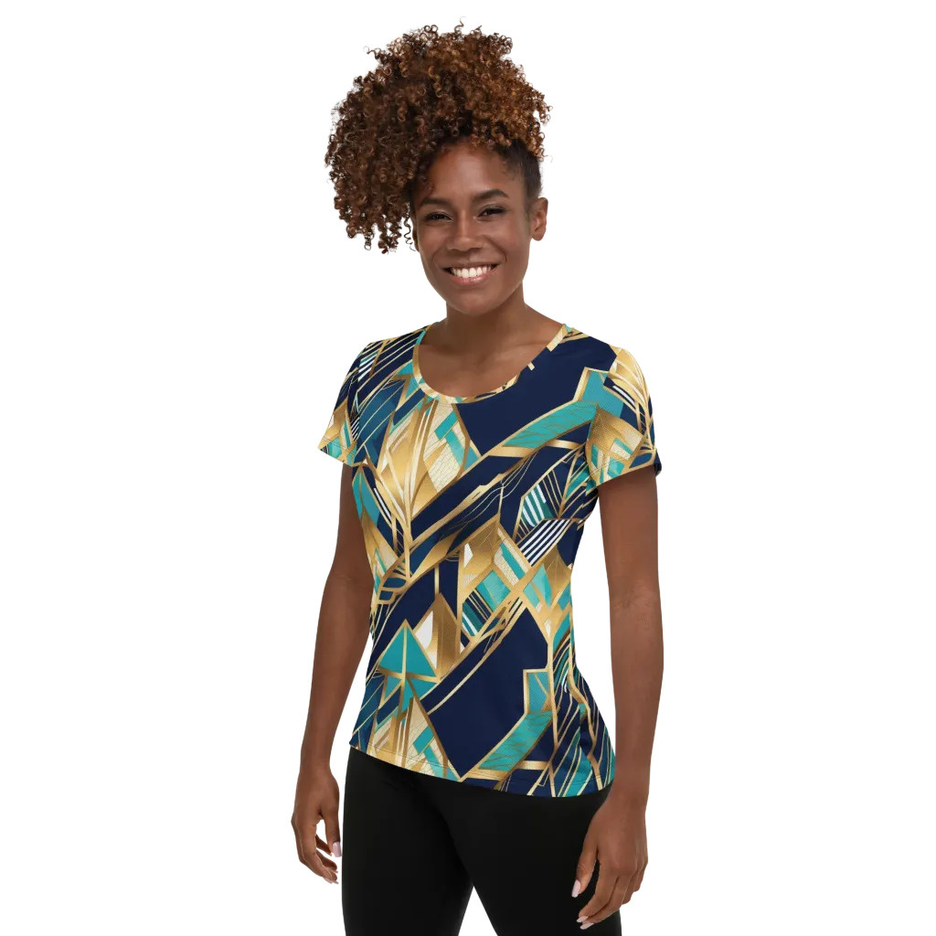 Aurum Geometry on Women's Athletic T-Shirt — Left