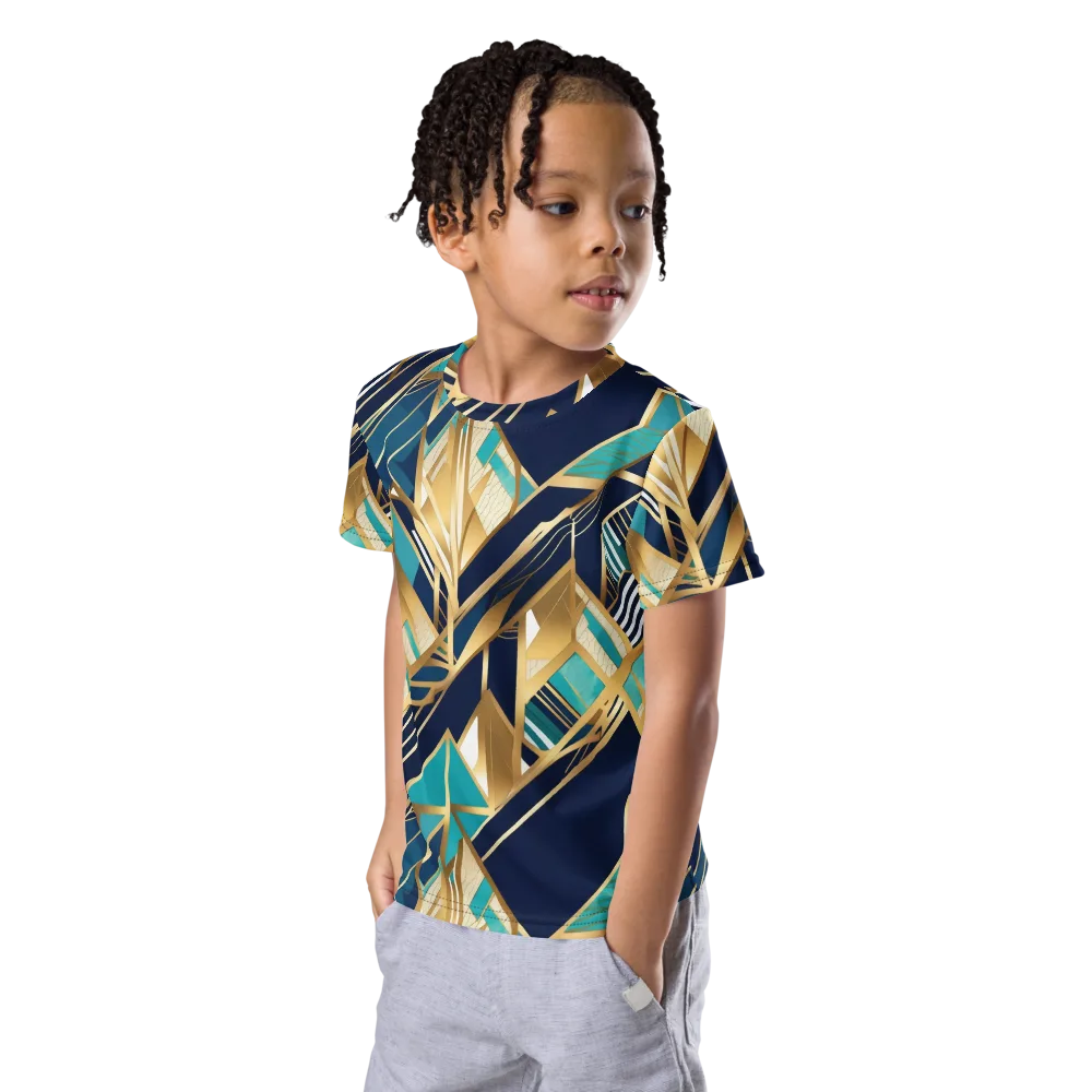 Aurum Geometry on Kids Crew Neck T-Shirt — Left Front