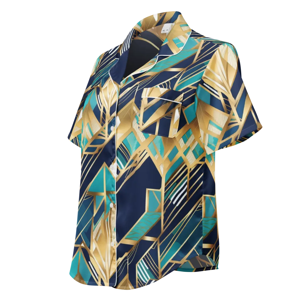 Aurum Geometry on Women's Short Sleeve Pajama Top — Left Front