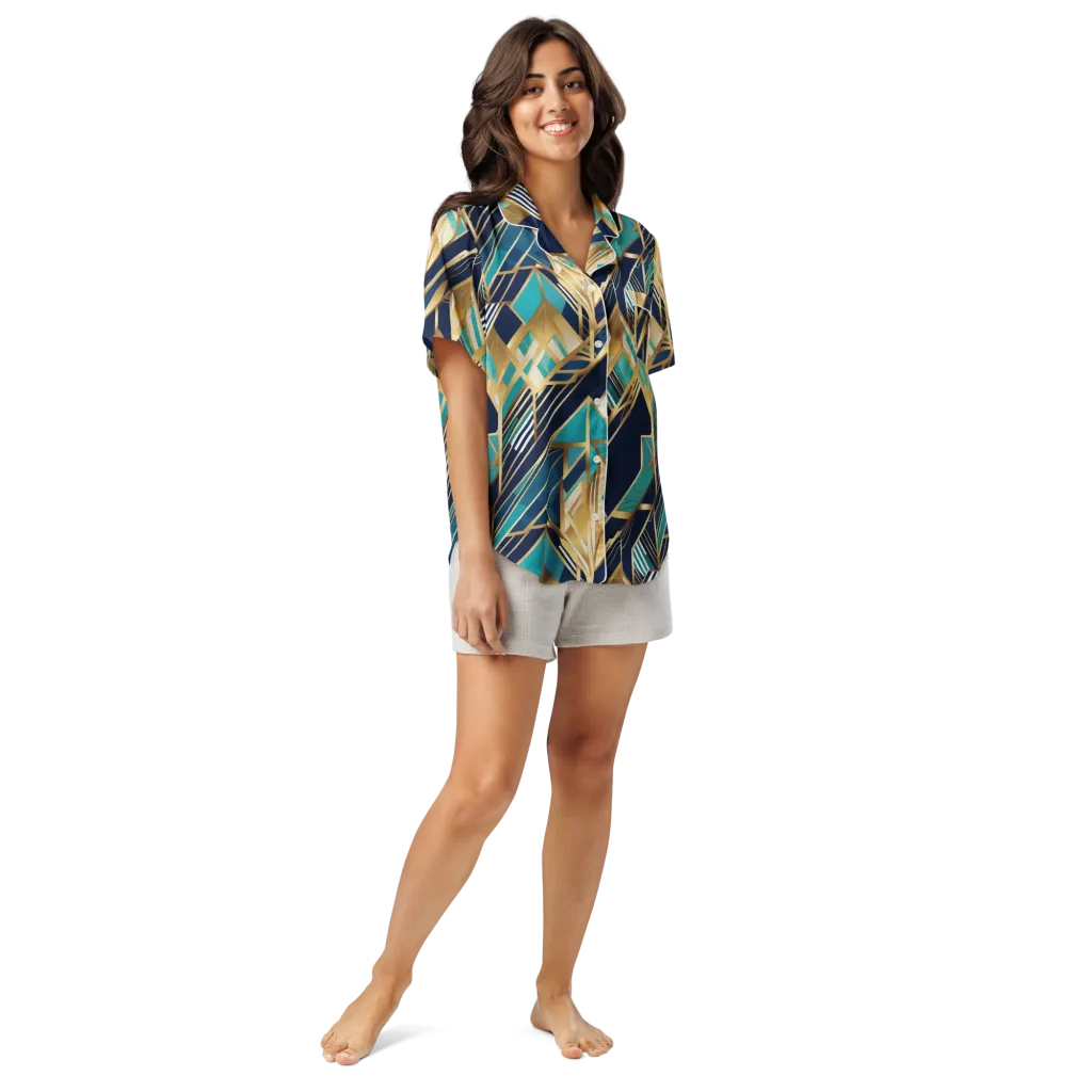 Aurum Geometry on Women's Short Sleeve Pajama Top — Front