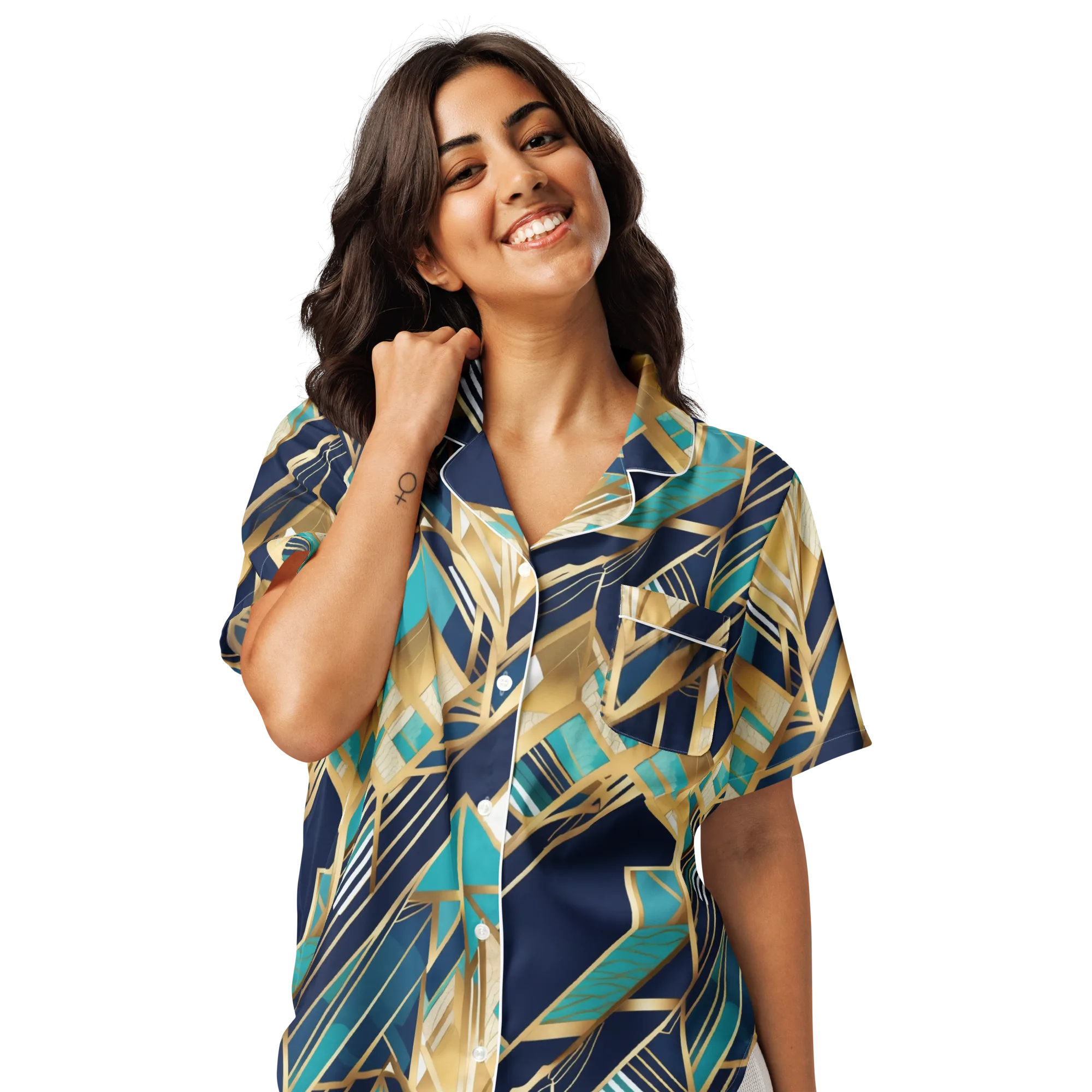 Aurum Geometry on Women's Short Sleeve Pajama Top — Front