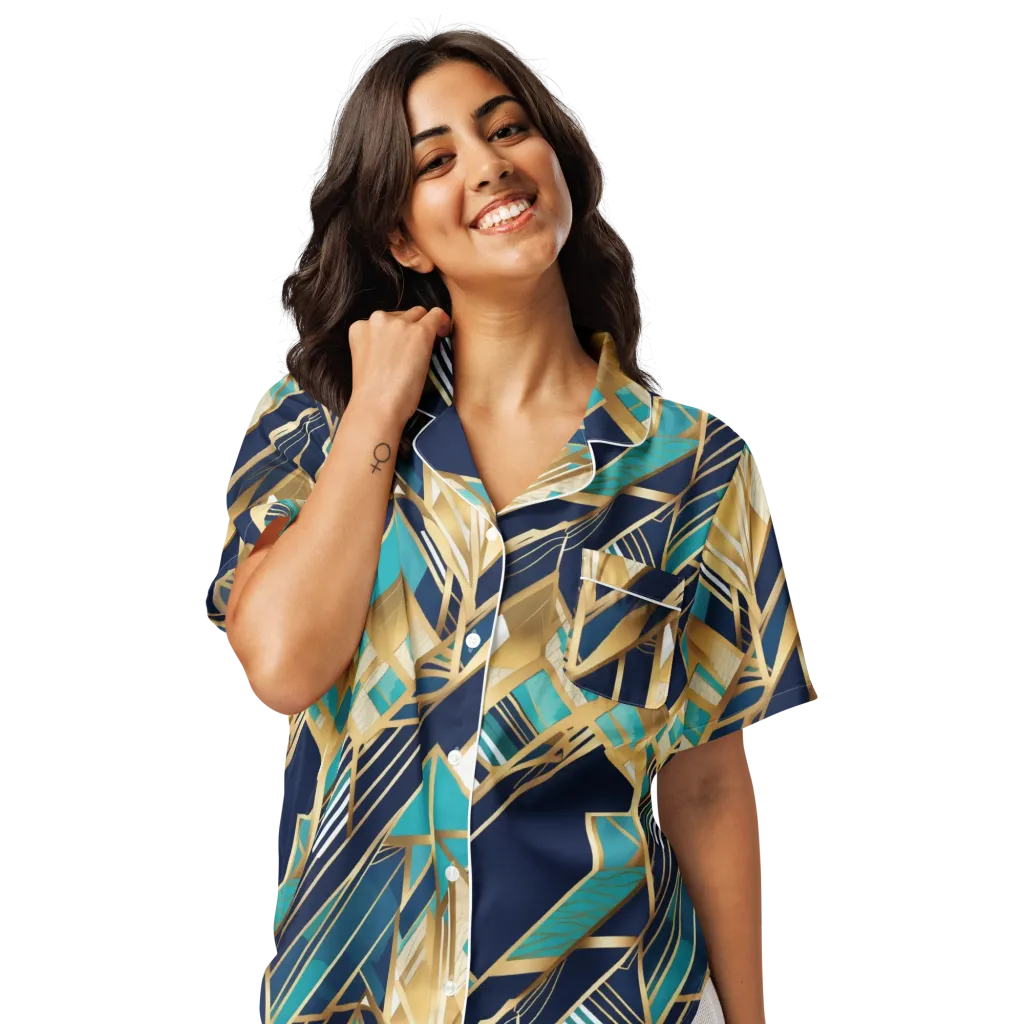 Aurum Geometry on Women's Short Sleeve Pajama Top — Front