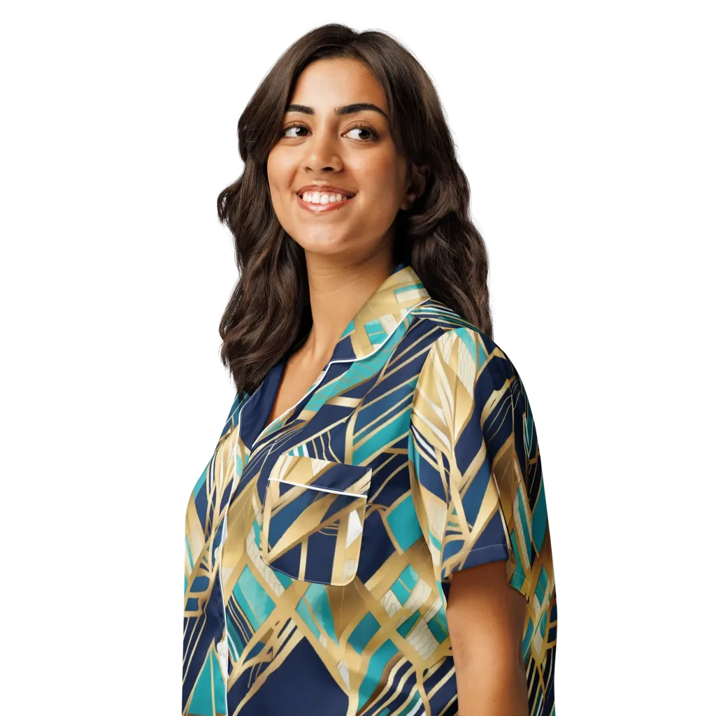 Aurum Geometry on Women's Short Sleeve Pajama Top — Left Front