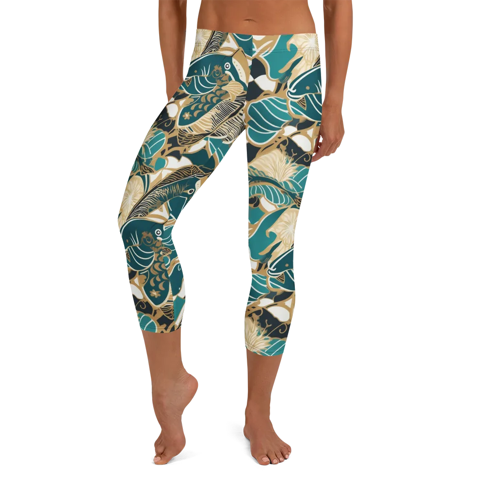 Aquatic Rhapsody on Capri Leggings — Front