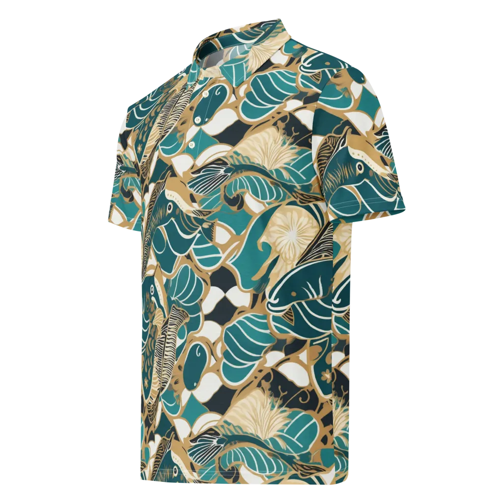 Aquatic Rhapsody on Men's Slim Fit Polo Shirt — Left Front