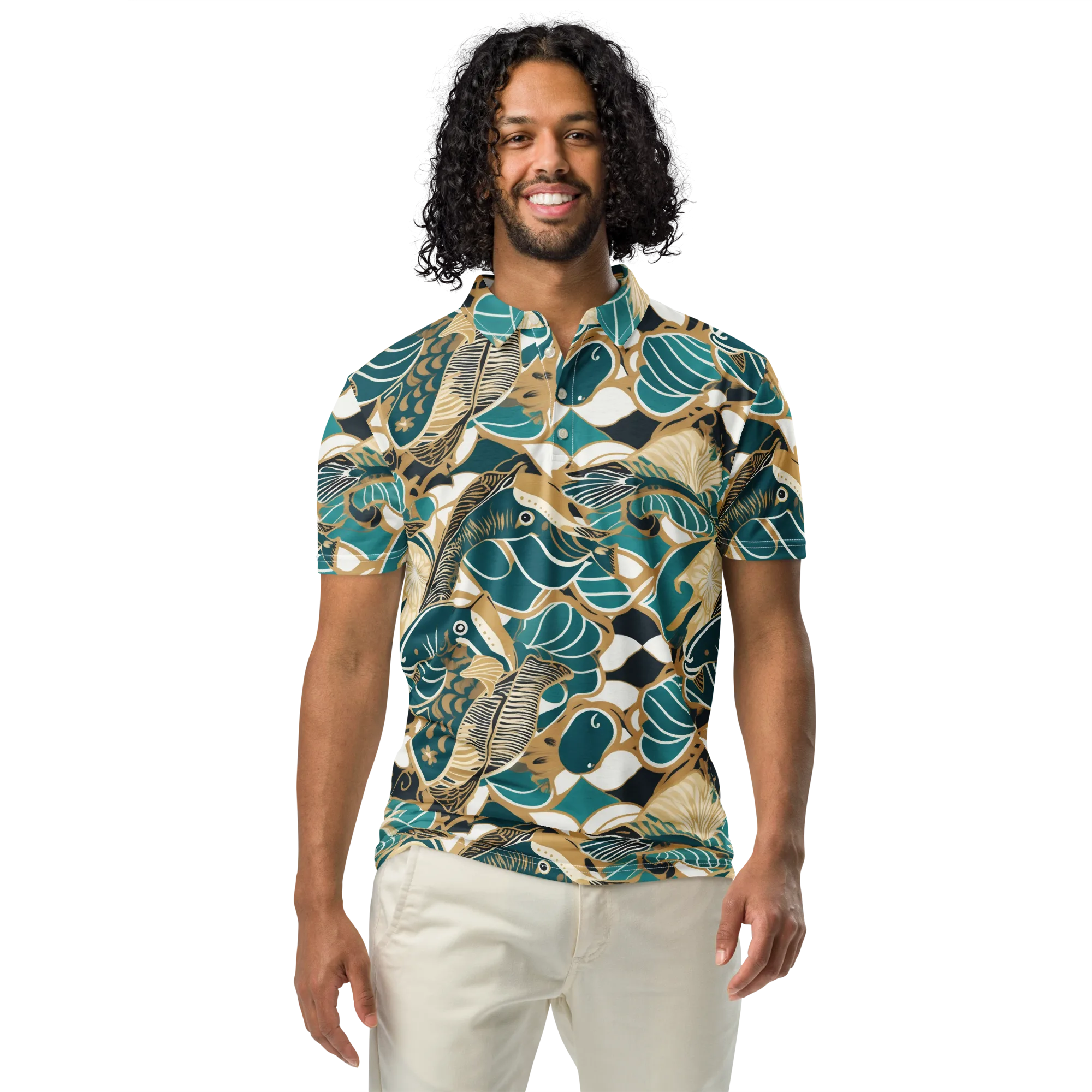 Aquatic Rhapsody on Men's Slim Fit Polo Shirt — Front