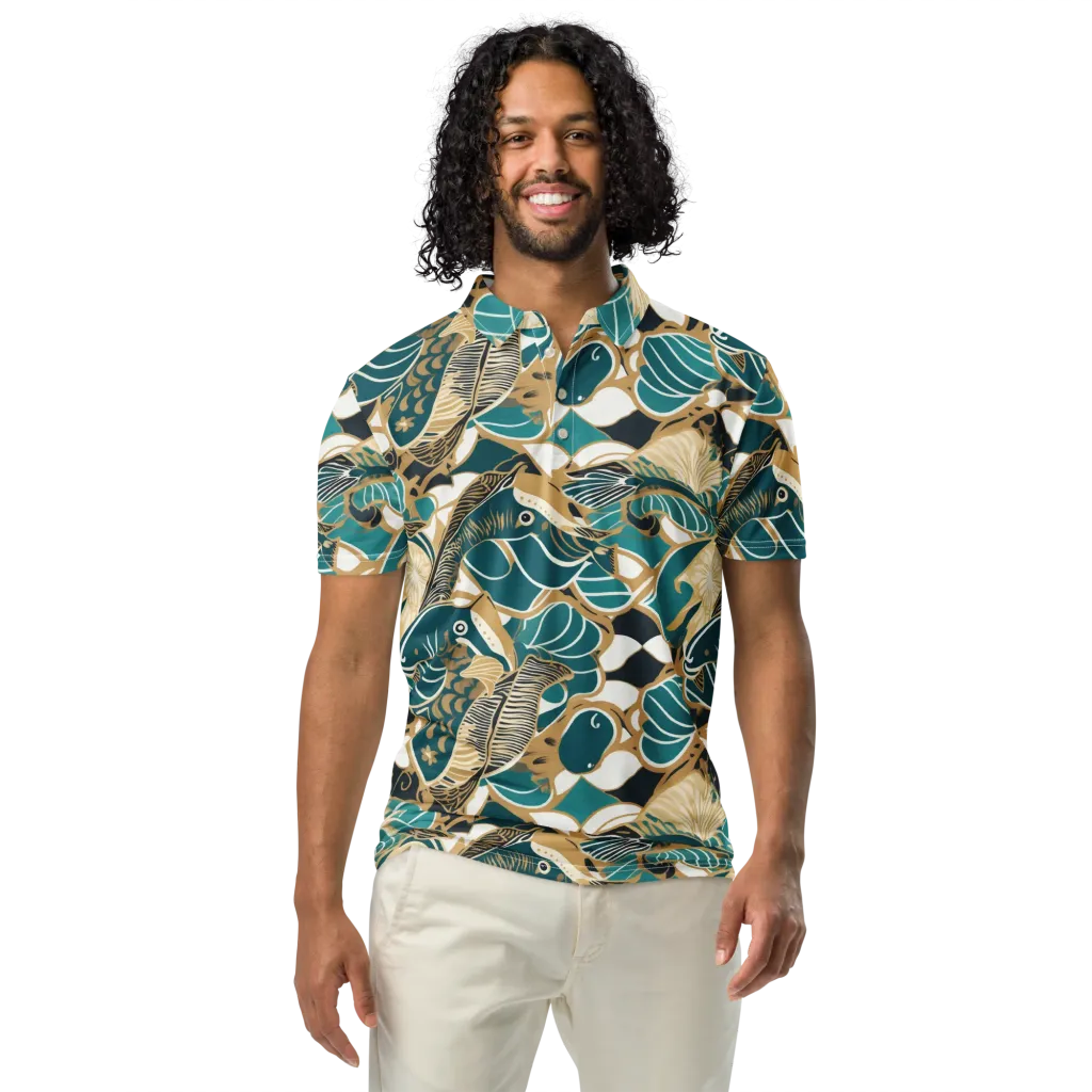 Aquatic Rhapsody on Men's Slim Fit Polo Shirt — Front