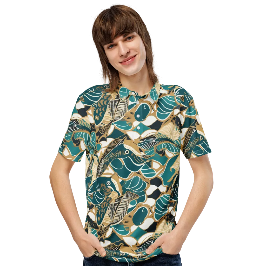 Aquatic Rhapsody on Men's Slim Fit Polo Shirt — Front