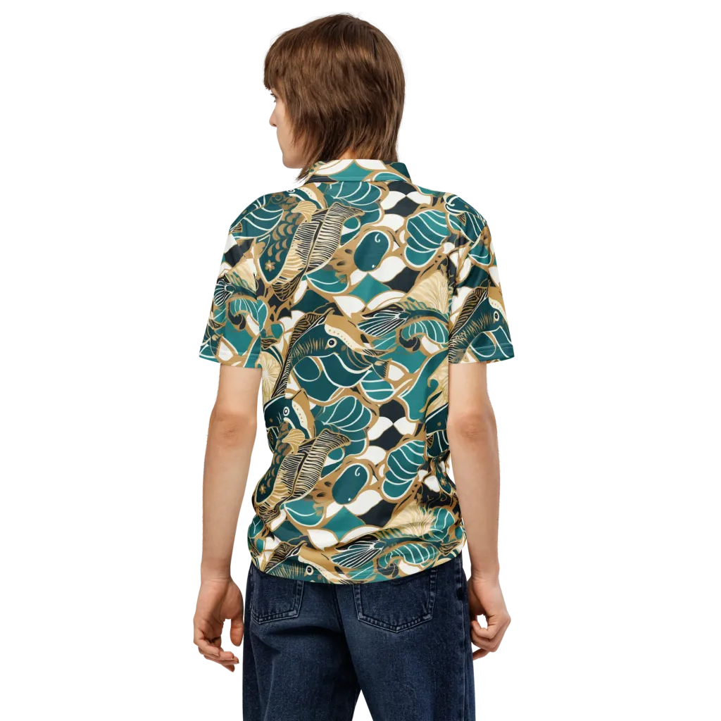 Aquatic Rhapsody on Men's Slim Fit Polo Shirt — Back