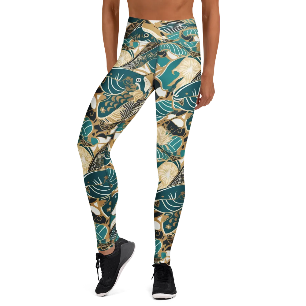 Aquatic Rhapsody on Yoga Leggings — Front
